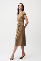 Silky Knit A Line Dress With Wrap Skirt