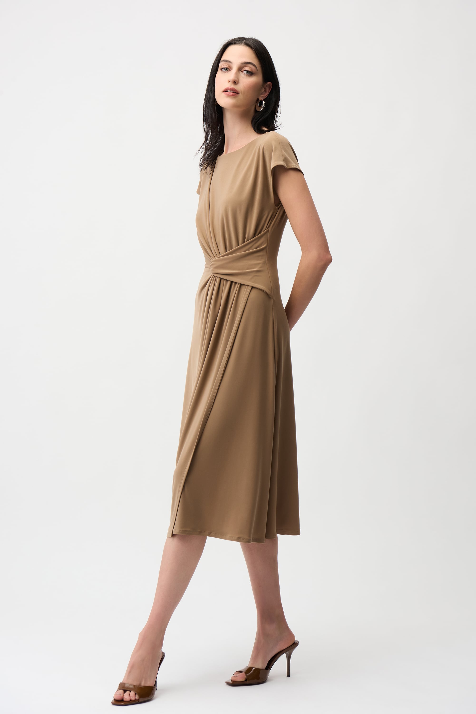 Silky Knit A Line Dress With Wrap Skirt