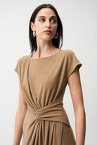 Silky Knit A Line Dress With Wrap Skirt