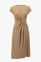 Silky Knit A Line Dress With Wrap Skirt