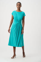 Silky Knit A Line Dress With Wrap Skirt