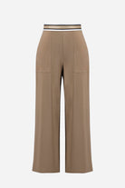 Silky Knit Wide Leg Pull-On Pants With Stripe Waistband