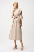 Memory Fit And Flare Dress With Tie Waist