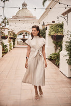 Memory Fit And Flare Dress With Tie Waist