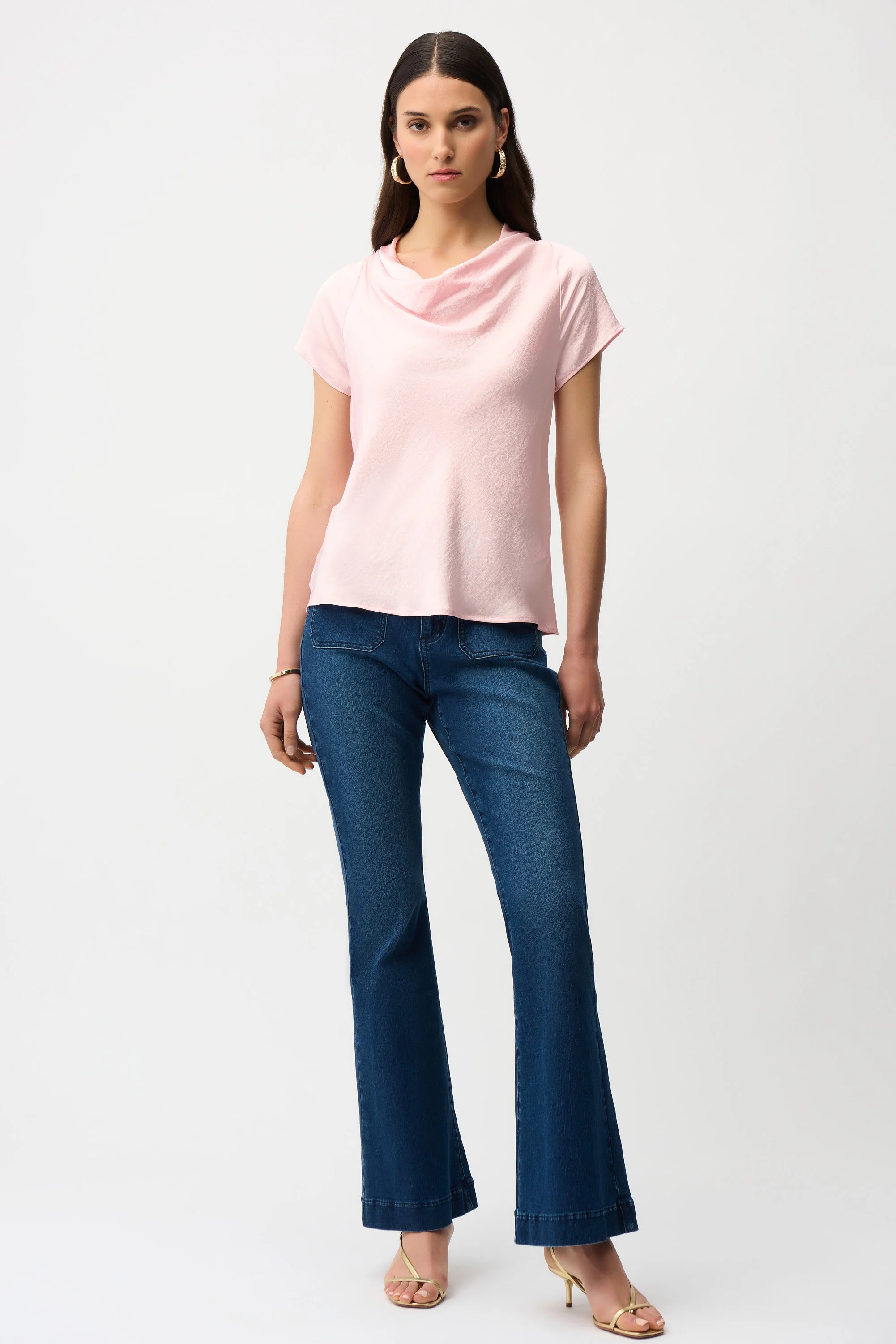 Joseph Ribkoff Recycled Satin Top With Cowl Neckline-261195
