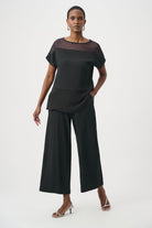Joseph Ribkoff Seersucker Pull-On Crop Pants With Front Pockets-261197, Black