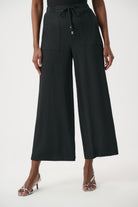 Joseph Ribkoff Seersucker Pull-On Crop Pants With Front Pockets-261197, Black