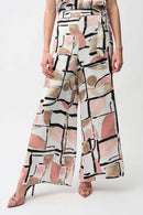 Joseph Ribkoff Satin Abstract Print Wide Leg Pull-On Pants 261198