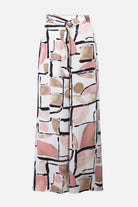 Recycled Satin Abstract Print Wide Leg Pull-On Pants