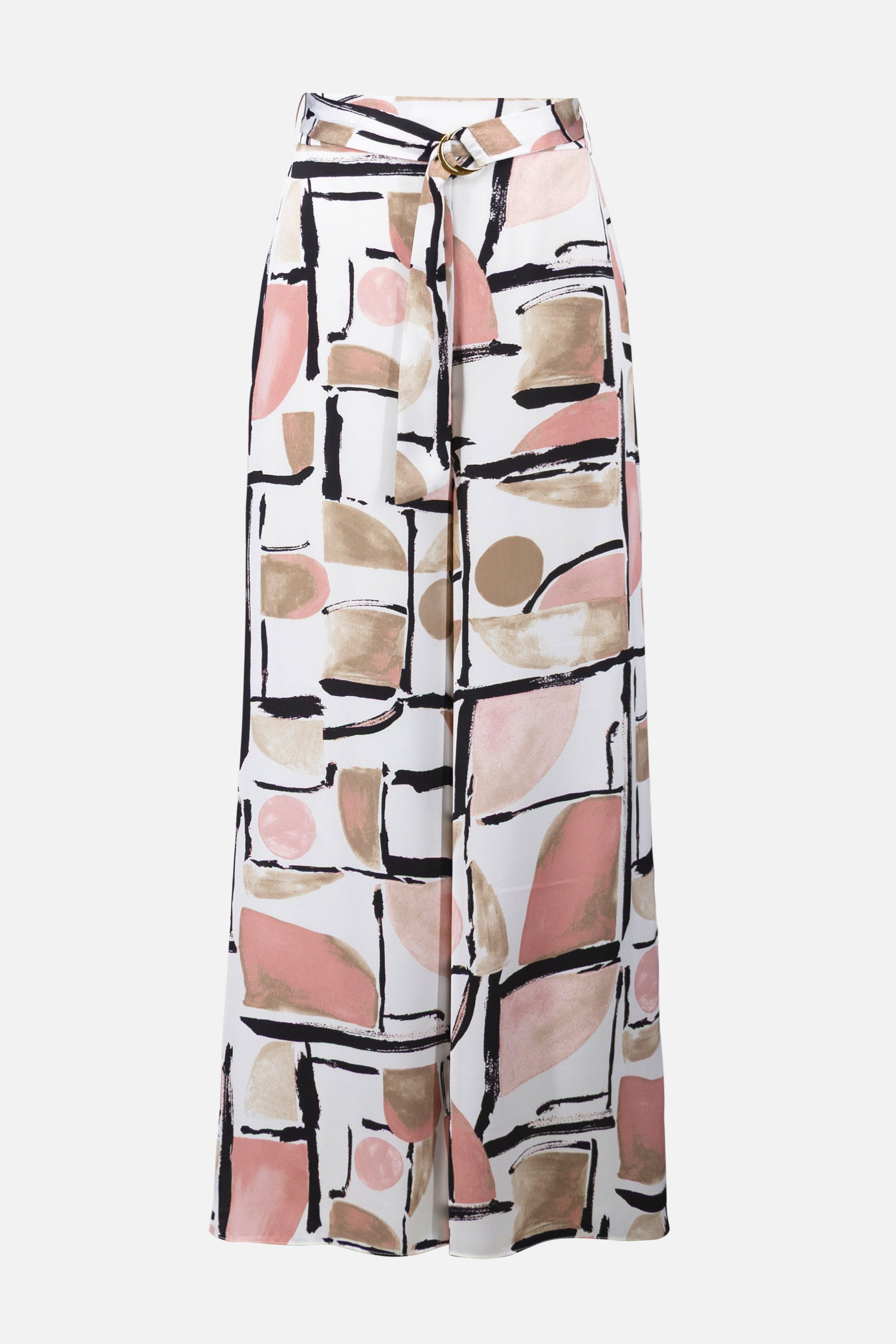 Recycled Satin Abstract Print Wide Leg Pull-On Pants