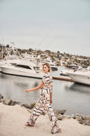 Joseph Ribkoff Satin Abstract Print Wide Leg Pull-On Pants 261198