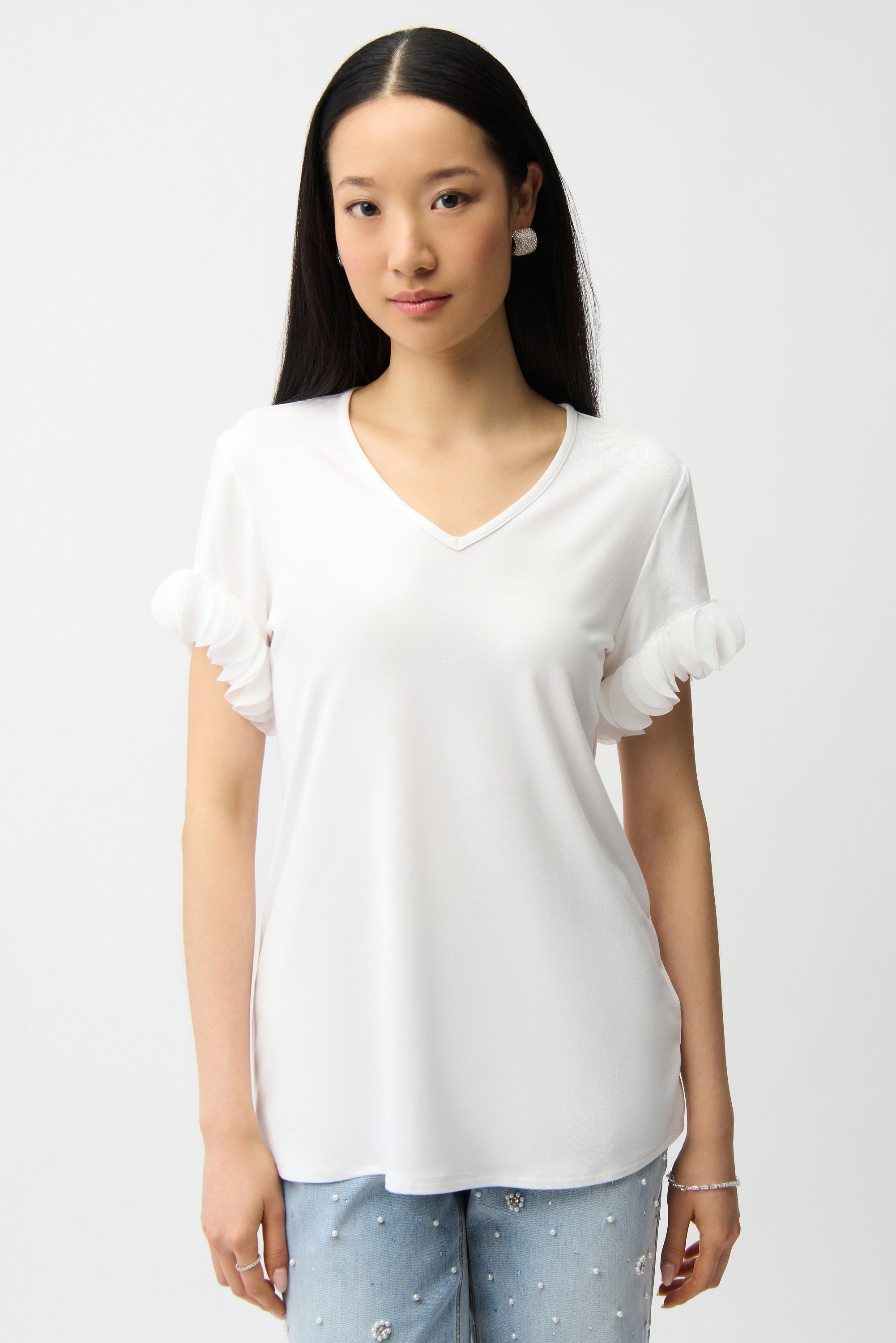 Joseph Ribkoff Fitted Top with Chiffon Sleeve-261201