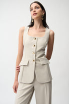 Lux Twill Wide-Leg Pantsuit-Style Jumpsuit