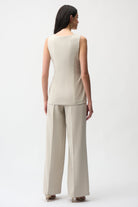Lux Twill Wide-Leg Pantsuit-Style Jumpsuit