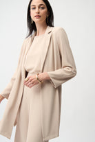 Woven Twill Longline Blazer With Notched Collar