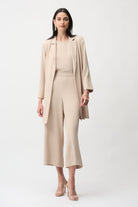Woven Twill Longline Blazer With Notched Collar
