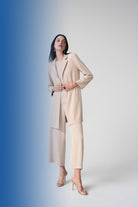 Woven Twill Longline Blazer With Notched Collar