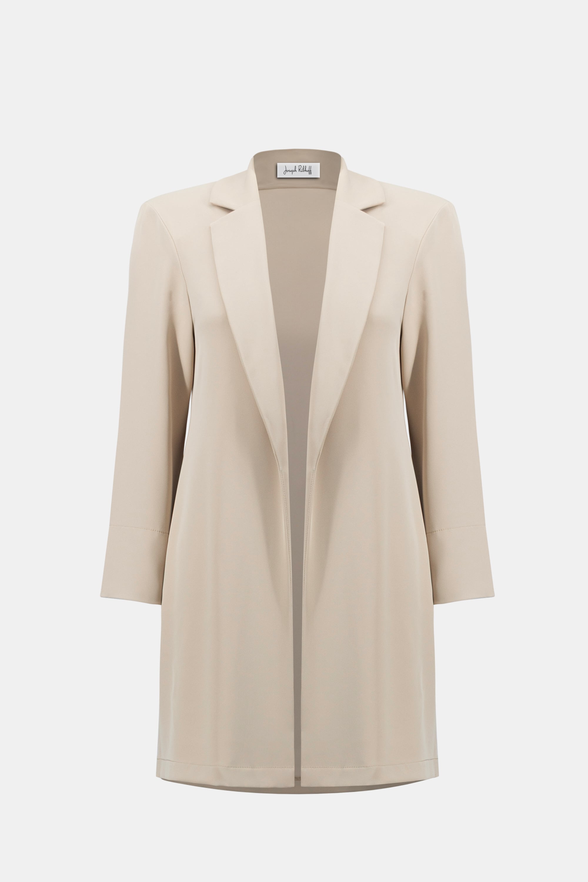 Woven Twill Longline Blazer With Notched Collar