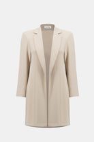 Woven Twill Longline Blazer With Notched Collar