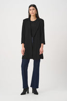 Joseph Ribkoff Woven Twill Longline Blazer With Notched Collar-261216, Black