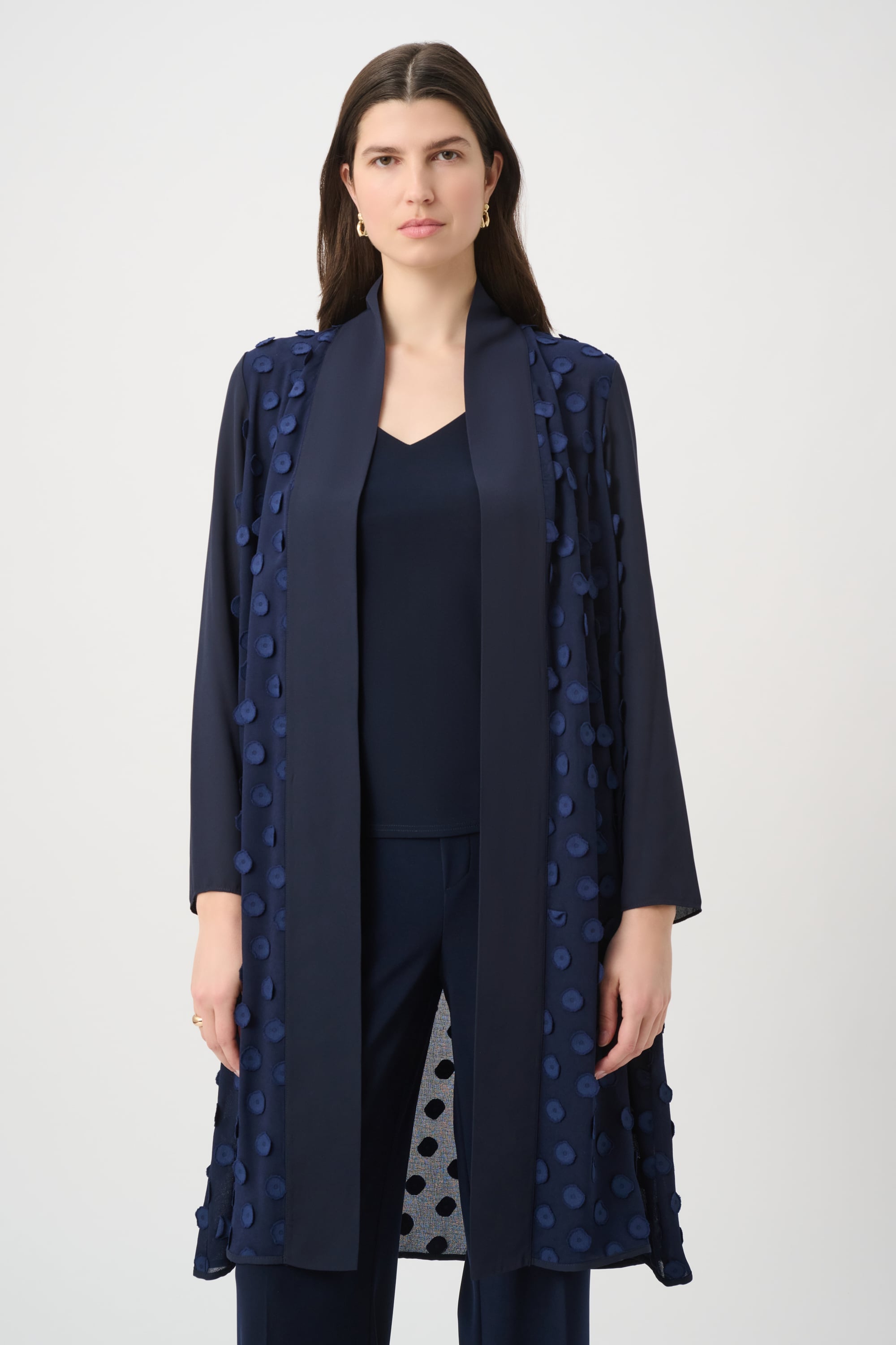3D Dot Jacquard Cover-Up With Georgette Sleeves