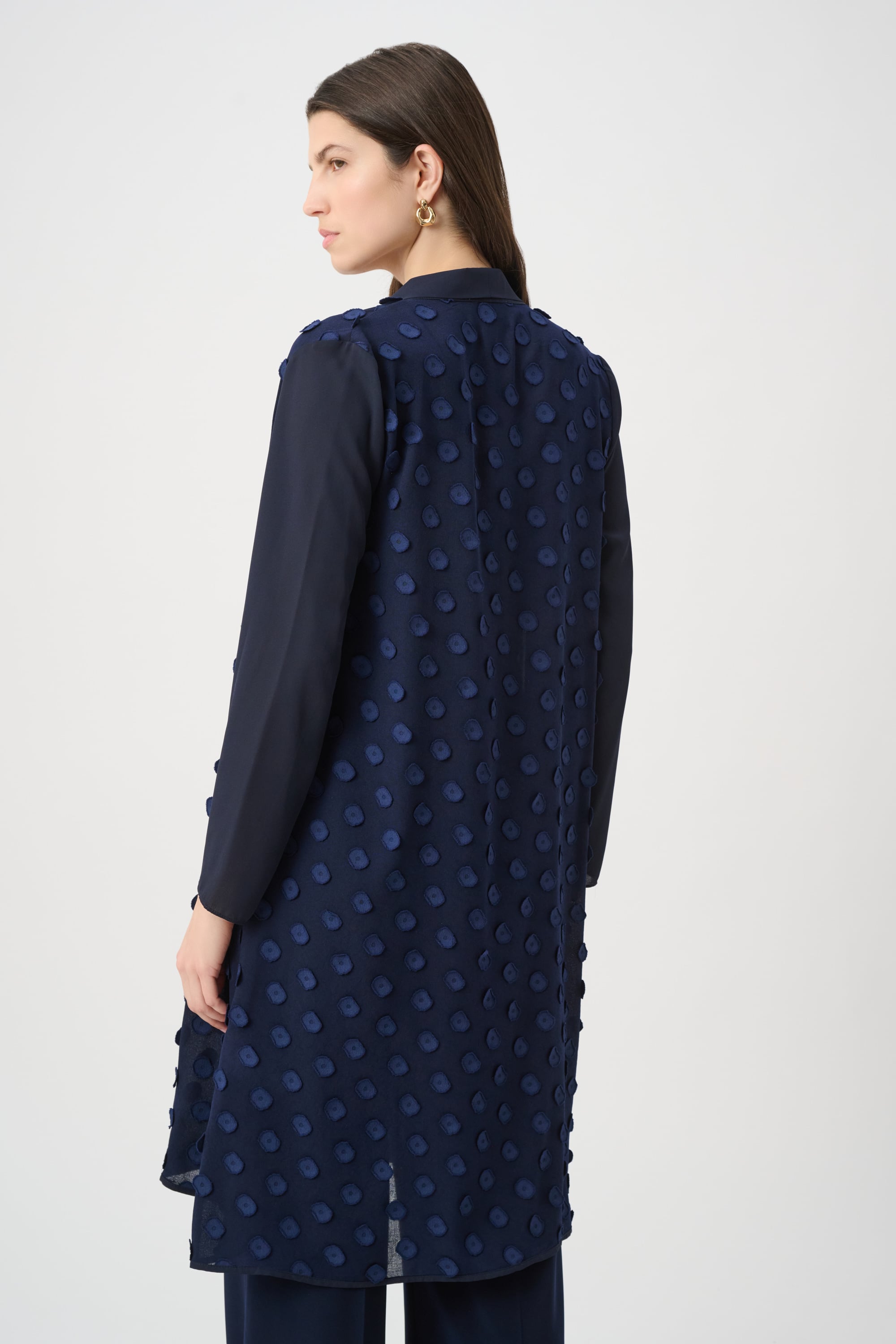 3D Dot Jacquard Cover-Up With Georgette Sleeves