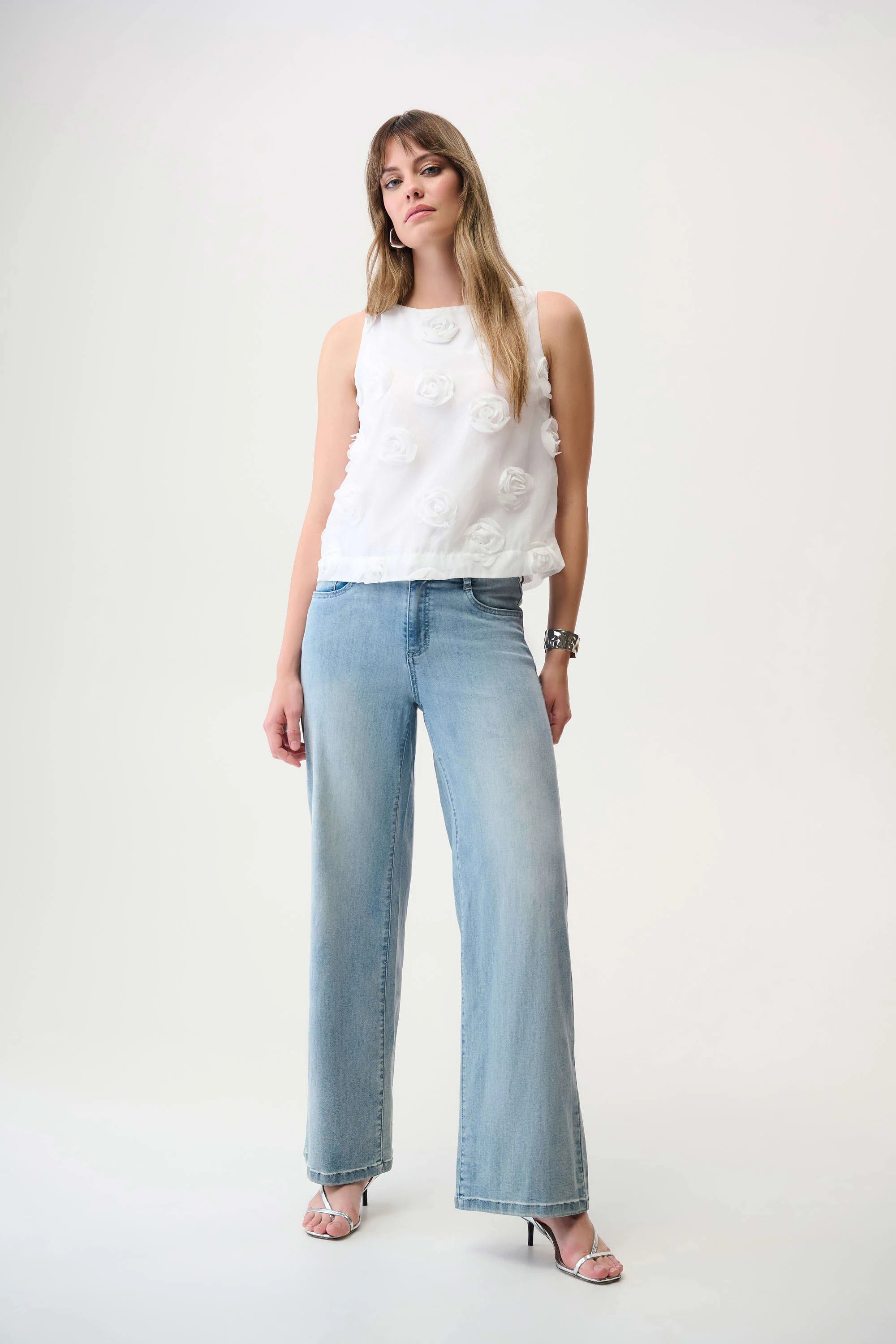 Joseph Ribkoff 3D Floral Embellished Sleeveless Top-261220