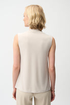 Silky Knit Sleeveless Trapeze Top With V-necklineline