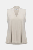 Silky Knit Sleeveless Trapeze Top With V-necklineline