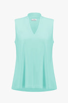 Silky Knit Sleeveless Trapeze Top With V-necklineline