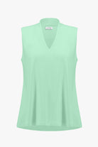 Silky Knit Sleeveless Trapeze Top With V-necklineline