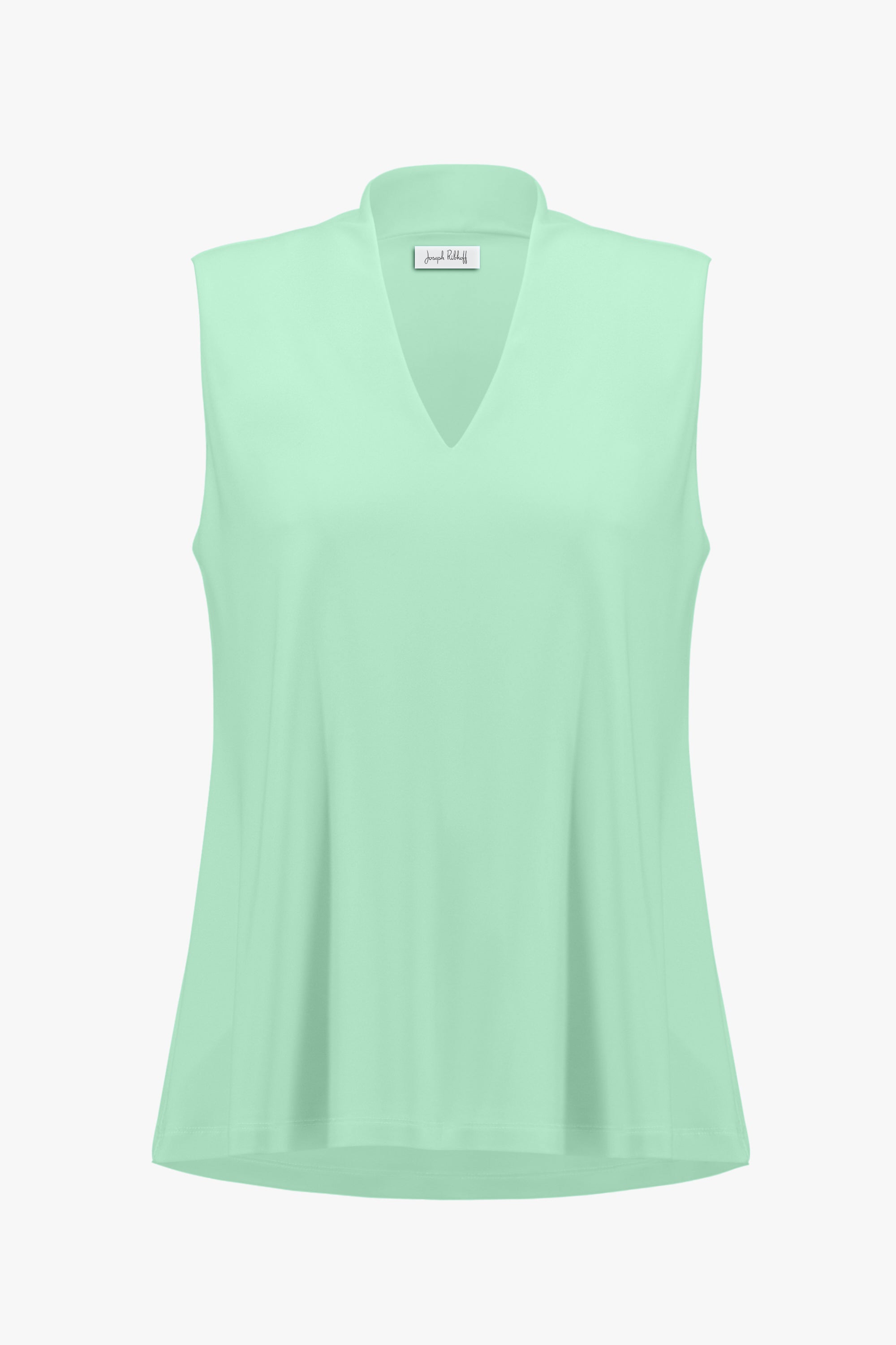 Silky Knit Sleeveless Trapeze Top With V-necklineline