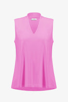 Silky Knit Sleeveless Trapeze Top With V-necklineline