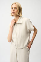 Recycled Textured Woven Boxy Jacket With Zipper Front