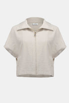 Recycled Textured Woven Boxy Jacket With Zipper Front