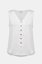Recycled Satin Boxy Top With Gold Buttons