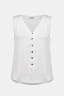 Joseph Ribkoff Recycled Satin Boxy Top With Gold Buttons-261249