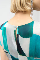 Textured Satin Geometric Print Fit and Flare Dress
