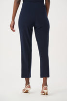 Silky Knit Crop Pull-On Pants With Gold Buttons