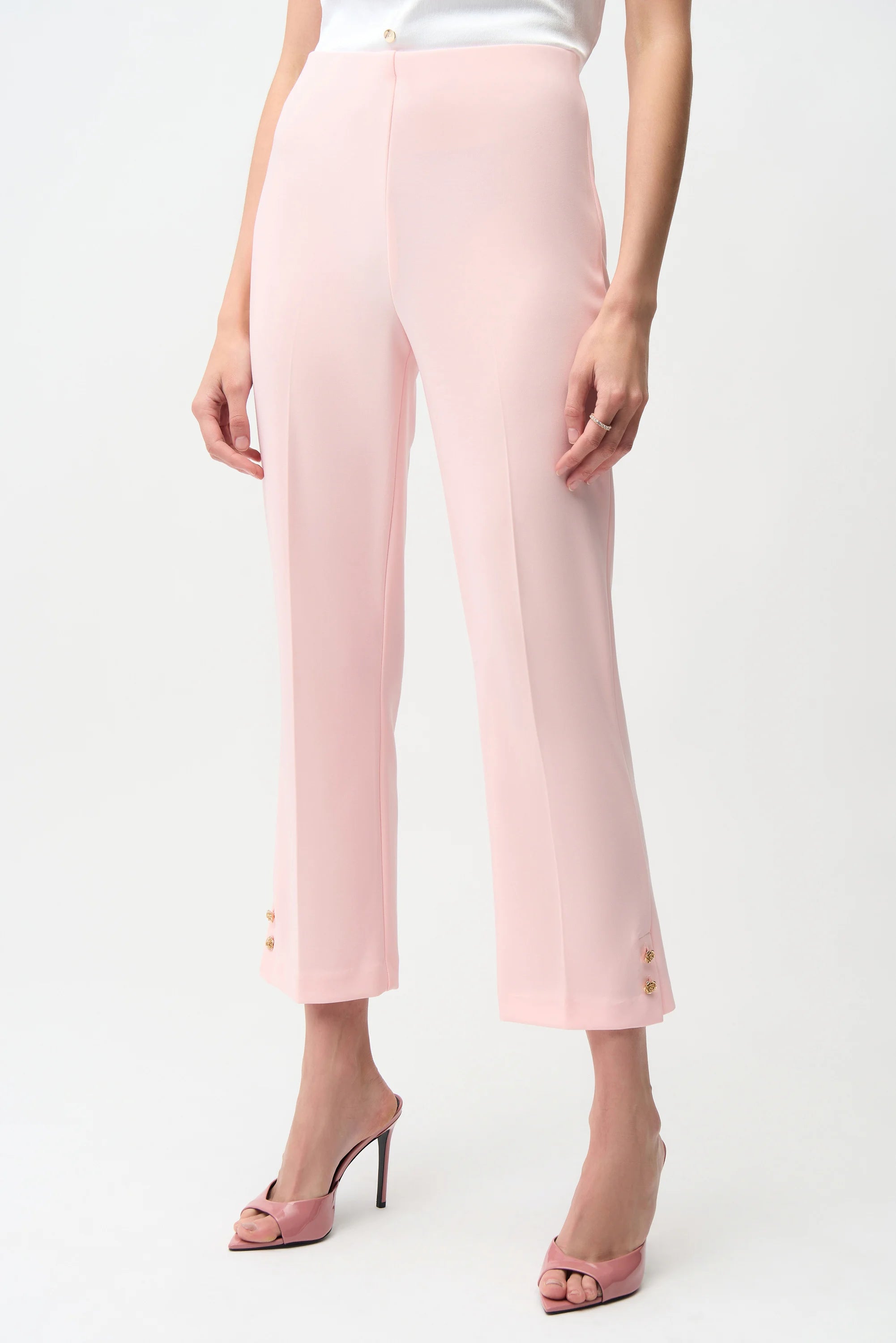 Joseph Ribkoff Silky Knit Crop Pull-On Pants With Gold Buttons - 261254