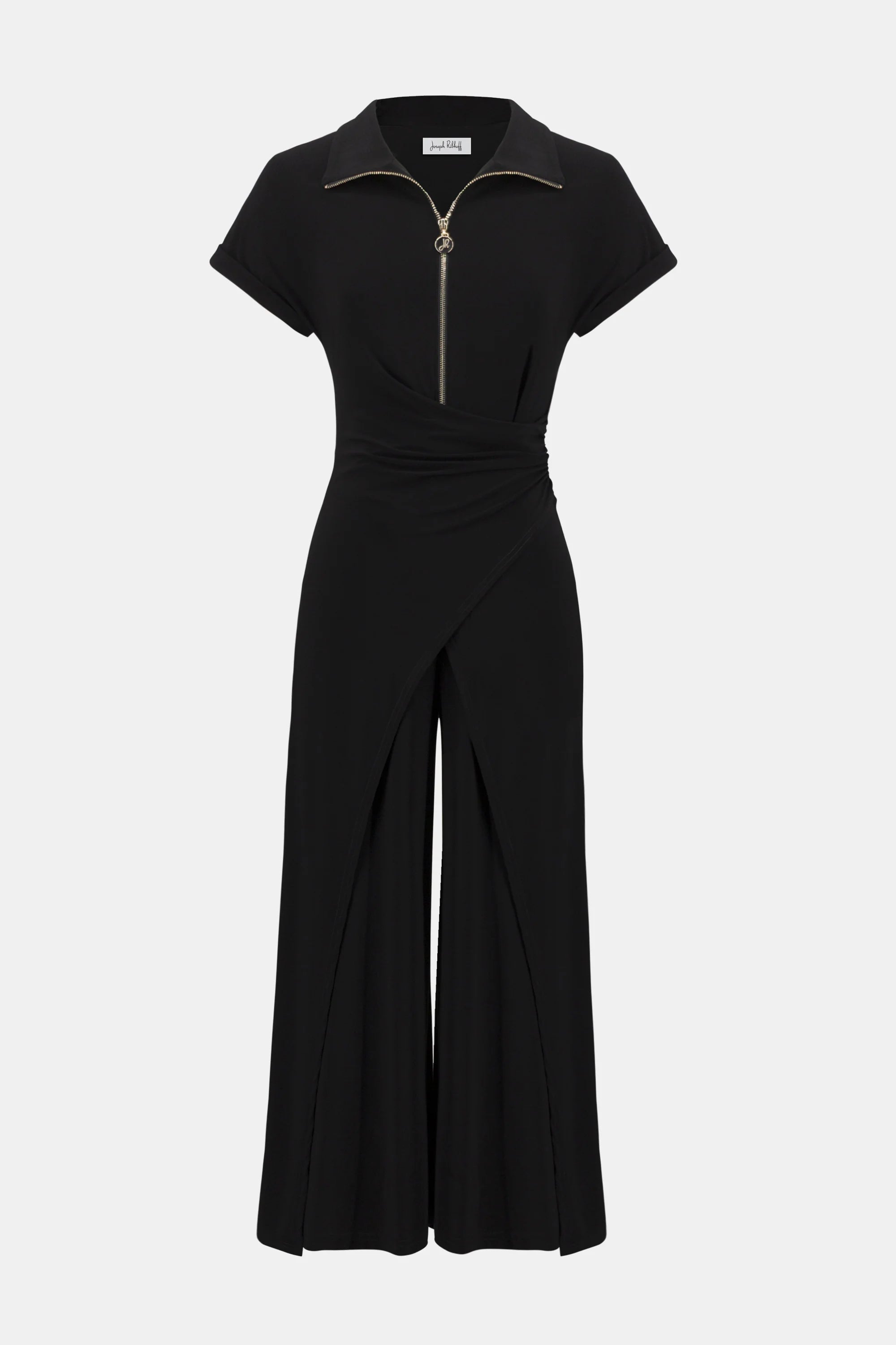Joseph Ribkoff Silky Knit Culotte Jumpsuit With Gold Zipper-261255