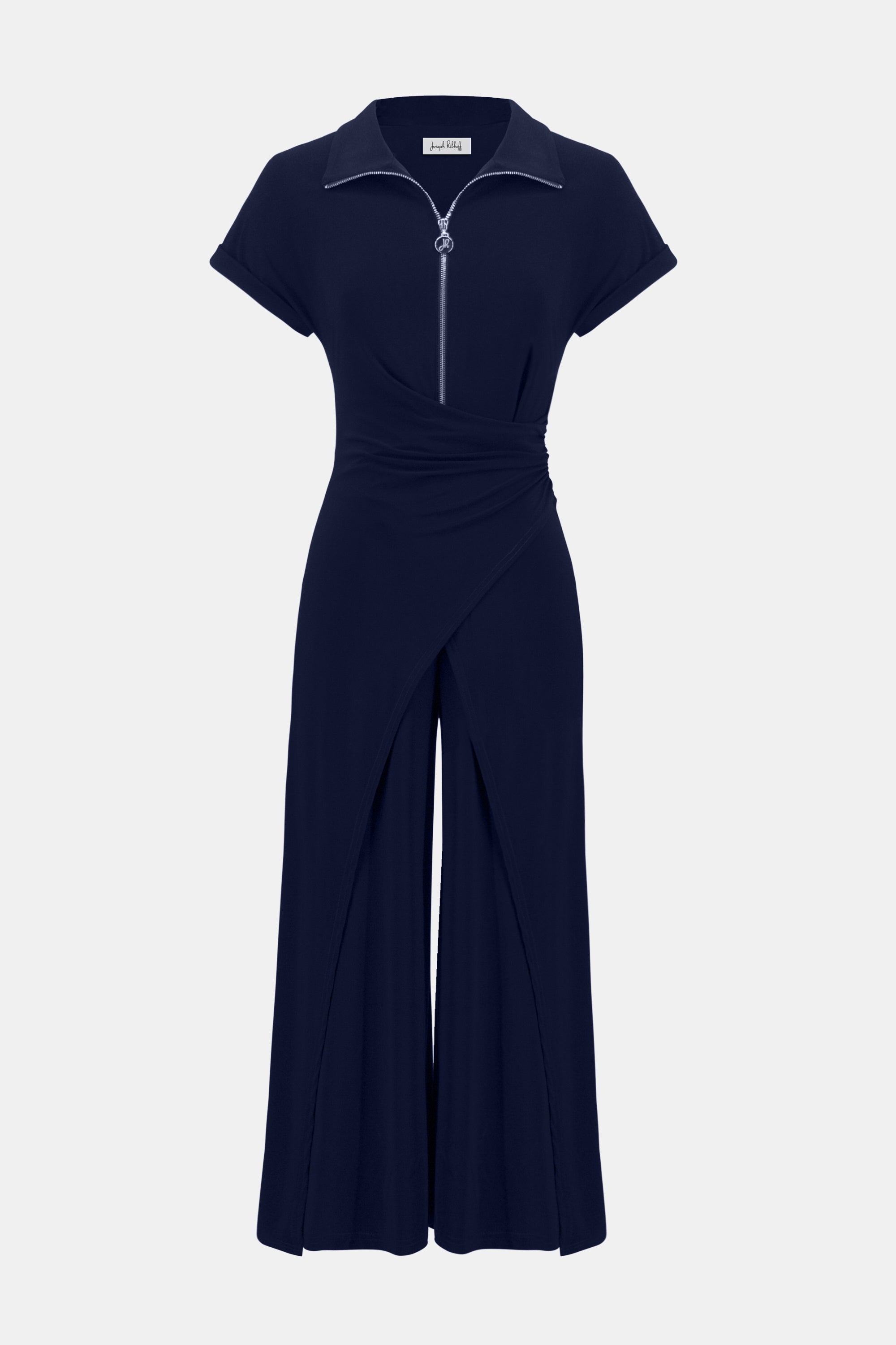 Joseph Ribkoff Silky Knit Culotte Jumpsuit With Gold Zipper-261255