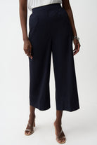 Stretch Poplin Pull-On Culotte Pants With Pleats