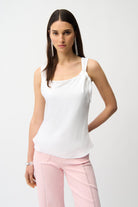 Recycled Satin Fitted Sleeveless Top With Shoulder Knot Detail