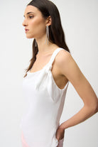 Recycled Satin Fitted Sleeveless Top With Shoulder Knot Detail