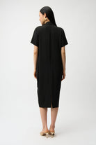 Woven Twill Cocoon Dress With Wrap Neckline