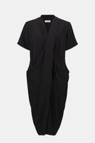 Woven Twill Cocoon Dress With Wrap Neckline