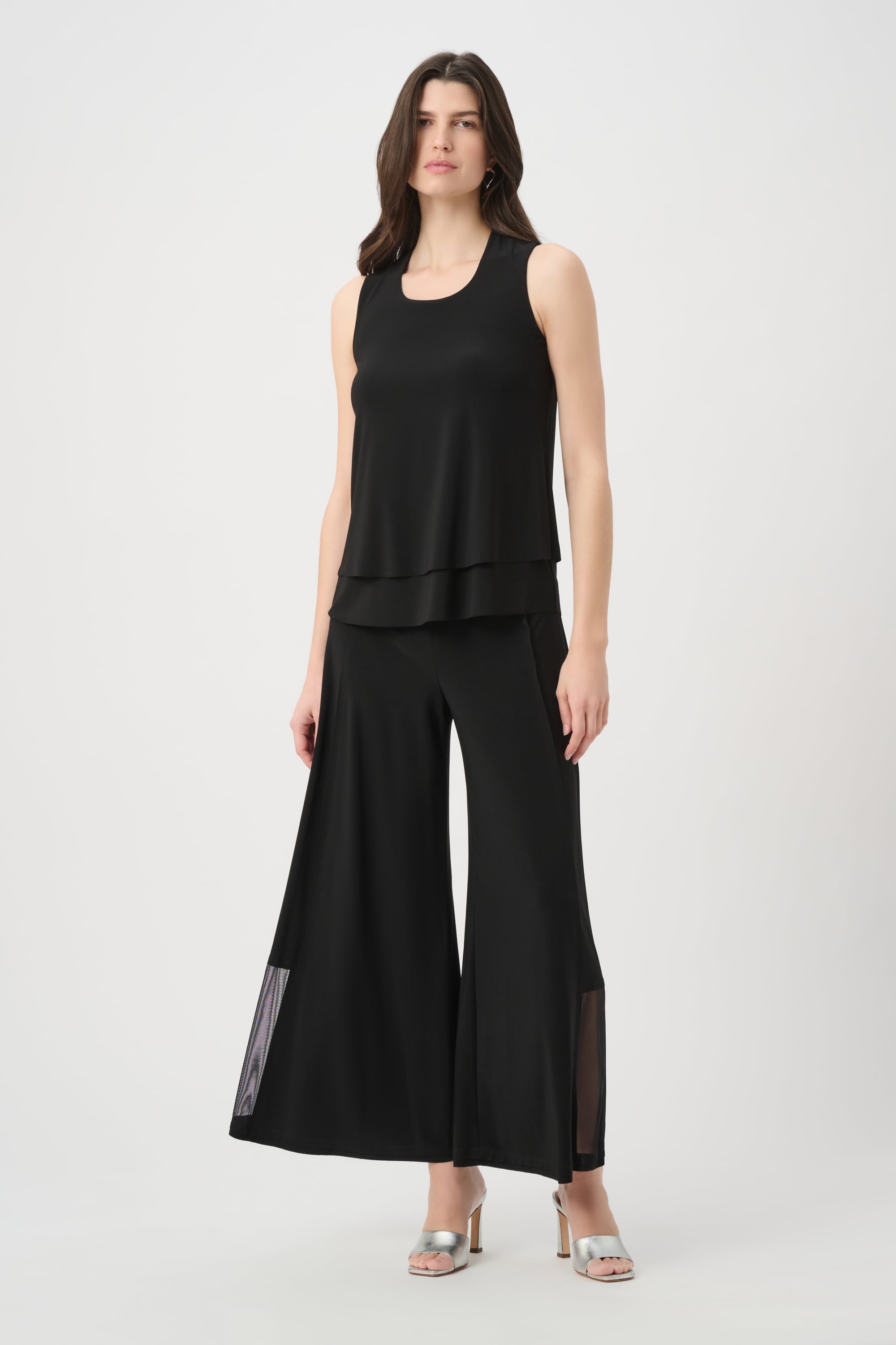 Joseph Ribkoff Silky Knit Wide Leg Pull-On Pants With Mesh Inserts-261277, colour 11