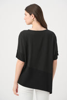 Seersucker And Silky Knit Asymmetrical Top