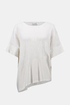 Seersucker And Silky Knit Asymmetrical Top